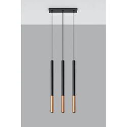 Luminaire Center Suspension Mozaica Acier Noir,cuivre 3 ampoules 90cm