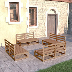 Maison Chic Salon de jardin 8 pcs - Table et chaises d'extérieur - Mobilier/Meubles de jardin Moderne marron miel bois de pin massif -MN78034