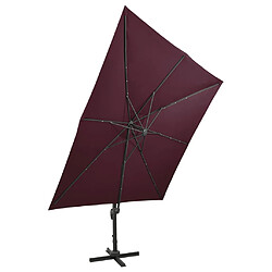 Acheter ComfortXL Parasol Déporté Avec Mât Et Lumières LED Rouge Bordeaux 300 Cm