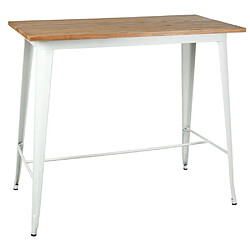 Avis Aubry Gaspard Ensemble table haute et tabourets métal industriel blanc.