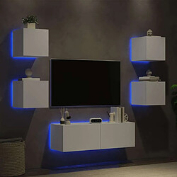 Acheter Maison Chic Lot de 5 Meuble TV muraux, Banc TV avec lumières LED pour salon, Meuble de rangement blanc -GKD47511