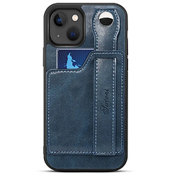 Coque en TPU + PU avec béquille pour dragonne et porte-carte bleu pour votre iPhone 13 mini 5.4 pouces