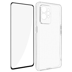 Avizar Coque Realme GT 2 Pro Silicone Souple Film Verre Trempé 9H noir