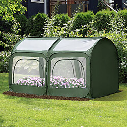 Outsunny Serre pop-up - serre de jardin pop-up - 4 portes zippées enroulables - dim. 2,5L x 1,25l x 1,35H cm - sac transport inclus - PVC vert