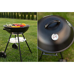 Avis Barbecue au charbon de bois sur roulettes Blaupunkt rond sur pied 41cm de diamètre avec thermomètre