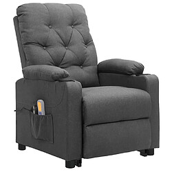 vidaXL Fauteuil de massage inclinable Gris clair Tissu