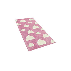 Beliani Tapis enfant motif nuage rose 60 x 90 cm GWALIJAR