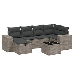 Maison Chic Salon de jardin avec coussins 7 pcs, Ensemble Tables et chaises de jardin, gris résine tressée -GKD549984