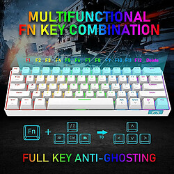 Chrono RGB Clavier mécanique, clavier Bluetooth filaire / sans fil RK61 61 touches Clavier de jeu étanche rétroéclairé par LED Anti-ghosting pour les joueurs et les dactylos(blanc)