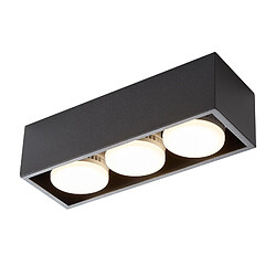 NETTLIFE 3 Spots de plafond en saillie LED carré noir orientables blanc chaud 3x5W GX53 pour cuisine salon salle à manger chambre couloir 