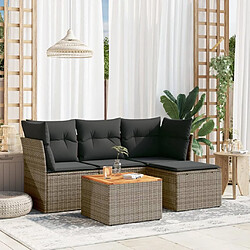 Maison Chic Salon de jardin 5 pcs avec coussins | Ensemble de Table et chaises | Mobilier d'Extérieur gris résine tressée -GKD80944