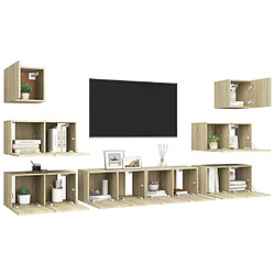 Avis Maison Chic Ensemble de meubles TV 8 pcs | Banc TV Moderne pour salon | Meuble de Rangement - Chêne sonoma Aggloméré -MN60976