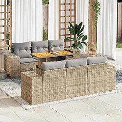 vidaXL Salon de jardin avec coussins 7 pcs beige résine tressée