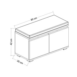 Helloshop26 Banc à chaussures brande avec 2 portes à 4 niveaux 42 x 80 x 35 cm blanc / noir 03_0007653 