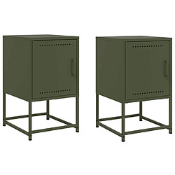 vidaXL Tables de chevet 2 pcs vert olive 36x39x60,5 cm acier