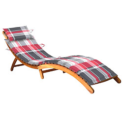 vidaXL Chaise longue de jardin avec coussin Bois d'acacia solide