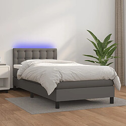 Sommier à lattes et LED,Cadre à lattes de lit avec matelas pour Adulte Gris 80x200 cm -MN97956