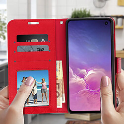 Avis Avizar Housse Samsung Galaxy S10e Étui Folio Portefeuille Fonction Support Vidéo rouge