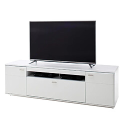 Avis Pegane Meuble TV en bois coloris blanc mat - L.195 x H.60 x P.51 cm