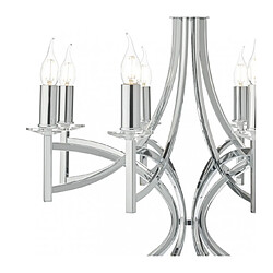 Luminaire Center Suspension Lyon chrome poli et cristal 8 ampoules