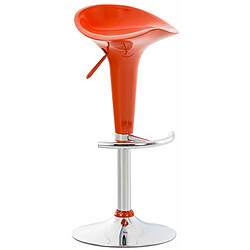 Decoshop26 Tabouret de bar x1 avec repose-pieds assise pivotante en plastique orange et métal chromé 10_0005371