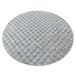 RUGSX Tapis BUBBLE cercle argentin 21 IMITATION DE FOURRURE DE LAPIN 3D structurel cercle 100 cm