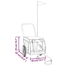 vidaXL Remorque de vélo pour animaux de compagnie gris et noir pas cher