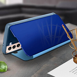 Avis Avizar Housse Samsung Galaxy S21 Clapet translucide Design Miroir Support Vidéo Bleu