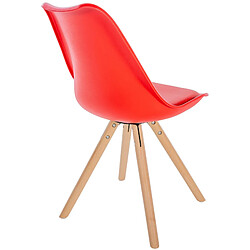 Decoshop26 Chaise de salle à manger x1 style scandinave assise en plastique rouge et pieds ronds en bois clair 10_0001448 pas cher