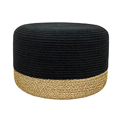 Vente-Unique Pouf rond en rotin naturel clair et noir SALVETI