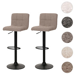 Mendler Lot de 2 tabourets de bar HWC-G87, tabouret de bar, hauteur réglable pivotant, tissu Boucle (450g/m²) MVG ~ taupe