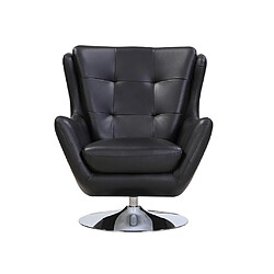 Vente-Unique Fauteuil pivotant en cuir ANABA - Noir