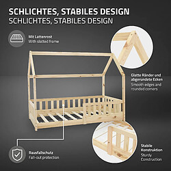 ML-Design Lit d'enfants + matelas et protection anti chutes style maison naturel 80x160 cm