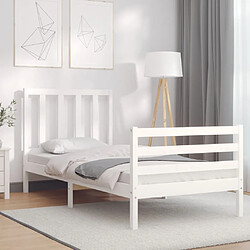 Maison Chic Lit adulte - Cadre Structure de lit avec tête de lit Contemporain blanc petit simple bois massif -MN92612