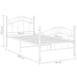 vidaXL Cadre de lit sans matelas blanc métal 90x200 cm pas cher