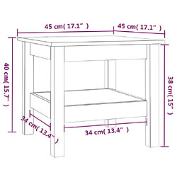 vidaXL Table basse 45x45x40 cm Bois massif de pin pas cher