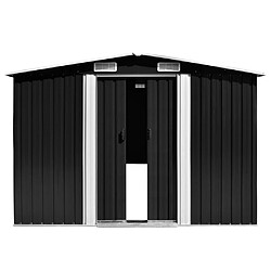 Helloshop26 Abri de jardin cabane cabanon maison de stockage remise extérieur hangar outils robuste 257 x 298 x 178 cm métal anthracite 02_0022162