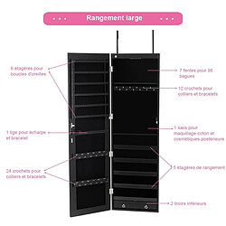 Acheter Decoshop26 Armoire bijoux de rangement avec miroir et lumière led 120 x 36 x 10 cm noir 20_0000115