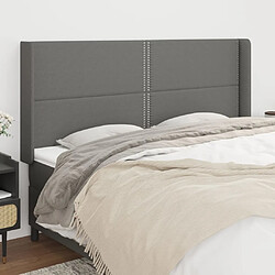 Maison Chic Tête de lit moderne avec oreilles pour chambre - Décoration de lit Gris foncé 163x16x118/128 cm Tissu -MN48540