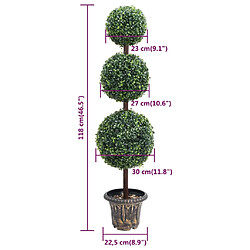 Acheter vidaXL Plante de buis artificiel avec pot Forme de boule Vert 118 cm