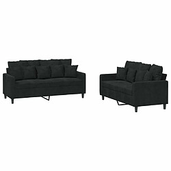 Maison Chic Ensemble de canapés 2 pcs avec coussins, Canapé droit Sofa pour Salon Noir Velours -GKD223701