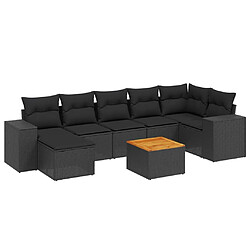 vidaXL Salon de jardin 8 pcs avec coussins noir résine tressée