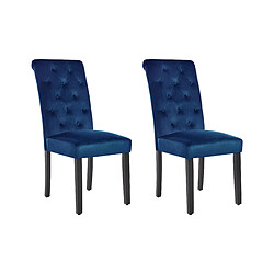 Beliani Lot de 2 chaises VELVA Velours Bleu foncé