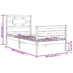 vidaXL Cadre de lit sans matelas 100x200 cm bois massif pas cher