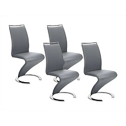 Vente-Unique Lot de 4 chaises TWIZY - Simili gris