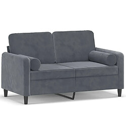 Maison Chic Canapé 2 places avec oreillers,Sofa de Salon,Canapé droit gris foncé 120 cm velours -GKD333129