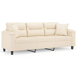 Maison Chic Canapé 3 places avec oreillers,Sofa de Salon,Canapé droit beige 180 cm tissu microfibre -GKD734374