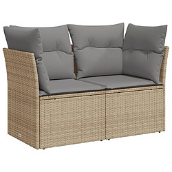 vidaXL Canapé de jardin avec coussins 2 places beige résine tressée