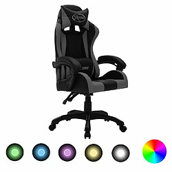 Maison Chic Chaise de jeu vidéo avec LED, Chaise gaming, Fauteuil gamer d'ordinateur,Chaise de Bureau RVB Gris et noir Similicuir -GKD63015