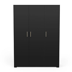 Dansmamaison Armoire penderie + lingère 3 portes battantes Noir/Chêne clair - ZILY